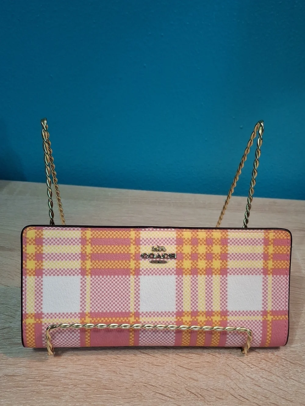 Coach Taffy Multi Plaid Slim Wallet Nwt